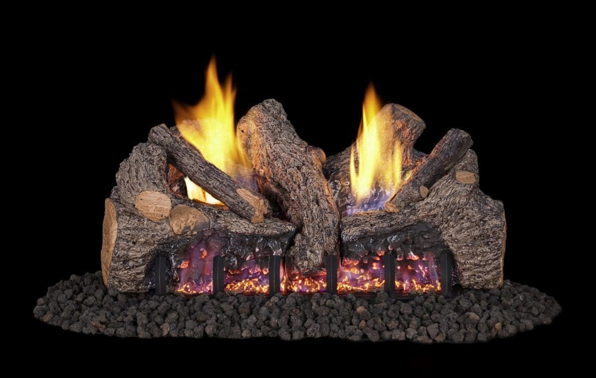 Variable Flame Remote Peterson Real Fyre 30-inch Evening Fyre Charred Log Set With Vent-free Natural Gas Ansi Certified G18 Burner