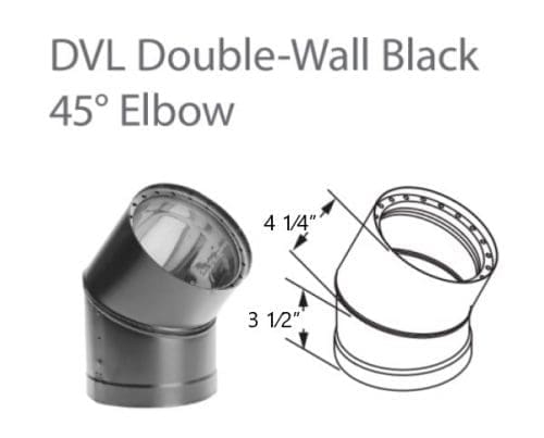DuraVent DVL 6DVL-E45 6" Dia. 45° Double-Wall Black Elbow Adjustable