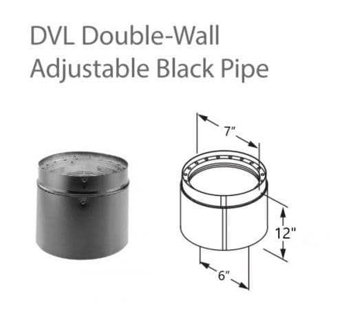 DuraVent DVL 6DVL-12ADJ 6" Dia. Double-Wall Black Adjustable Pipe