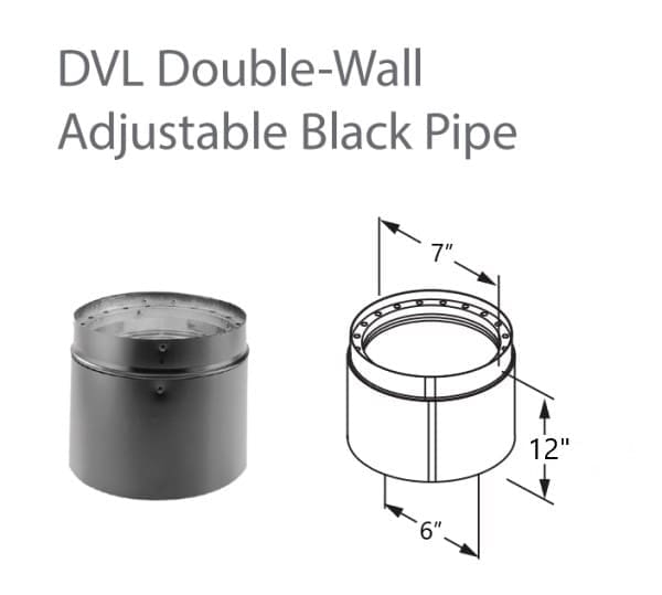 DuraVent DVL 6DVL-12ADJ 6 Double-Wall Black Adjustable Pipe
