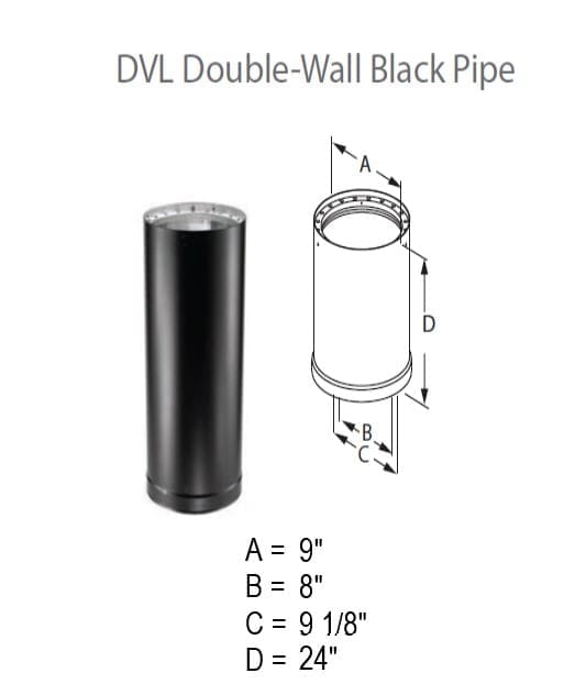 DURAVENT 8DVL-24 Double-Wall Black Pipe length