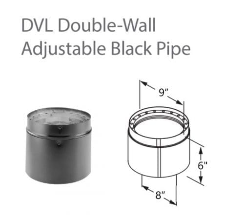 DURAVENT DVL 8DVL-6ADJ Double-Wall Black Adjustable Pipe