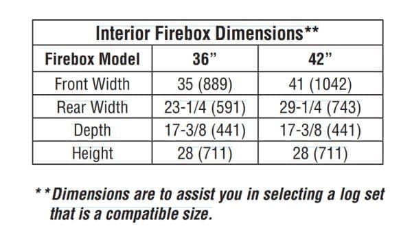 Superior VRE4200 Interior Firebox Dimensions