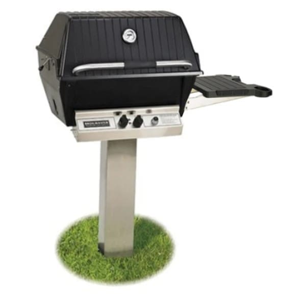 Broilmaster P3PK6N Premium Gas Grill Package with Stainless in-Ground Post and One Side Shelf
