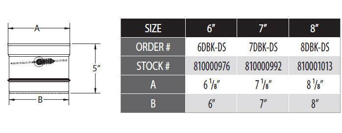 DuraVent DURABLACK 6DBK-DS Damper Section specs