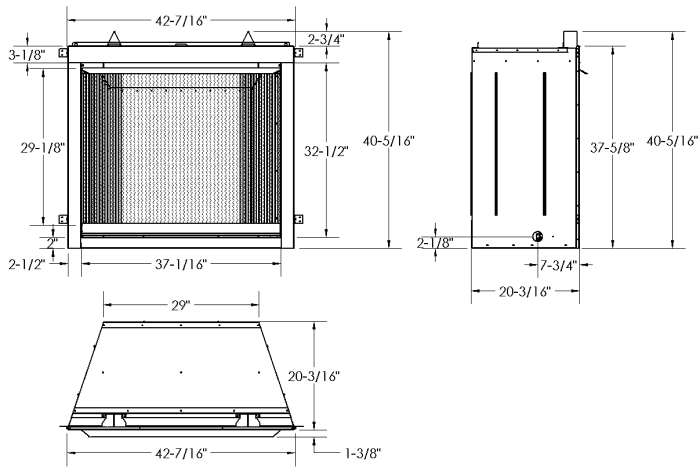 Kingsman 42ZVFCV Fireplace Framing Dimensions